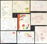 gedrukte bedankkaartjes die werden gestuurd aan iedereen die een felicitatie had gestuurd.